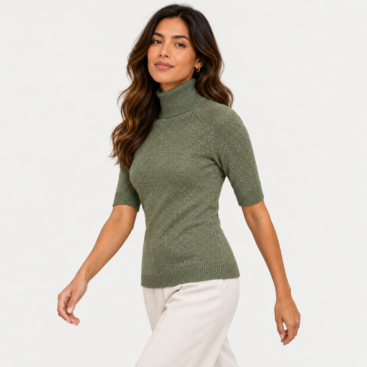 high neck metallic sweater 