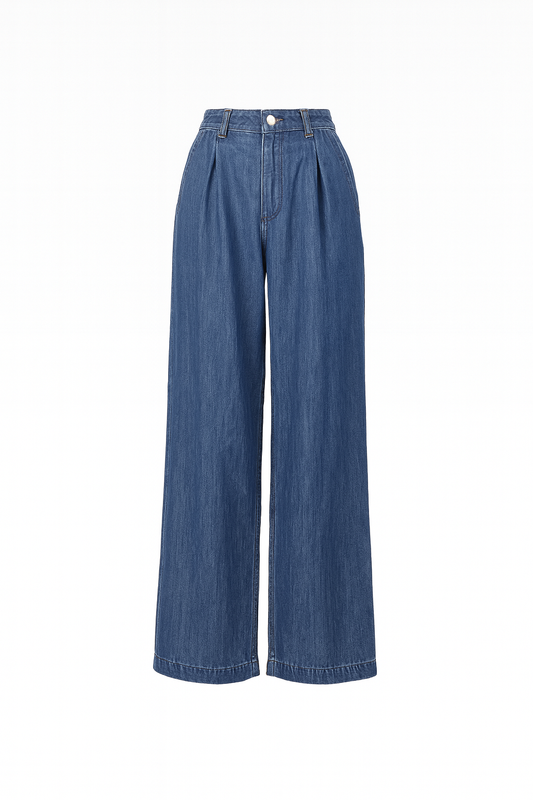 high waisted wide leg denim jeans