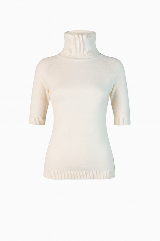 High neck white knit