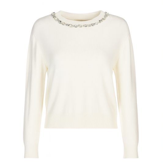 White knit with sequined collar