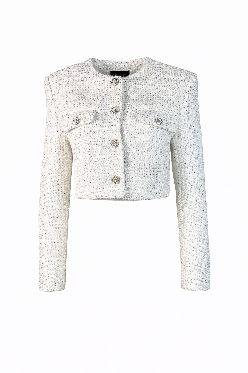 Cropped sequined blazer (off white and silver) ATTENTIF