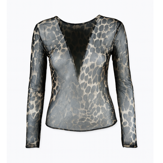 Leopard print top see through