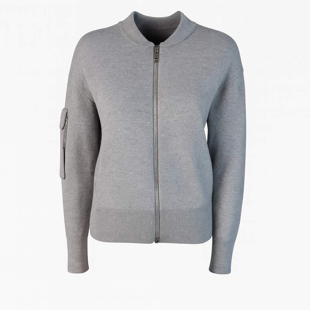 Open knit zip cardigan