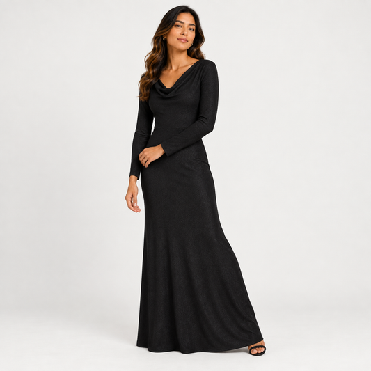 Long sleeves black dress 