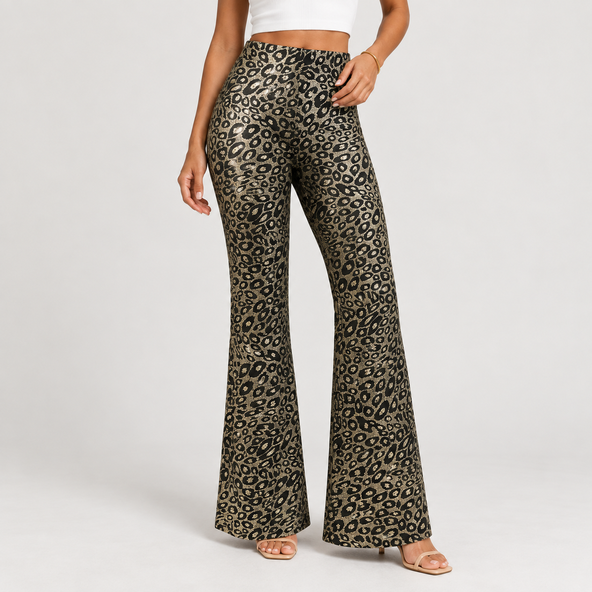 Metallic gold and black wide legs trousers 