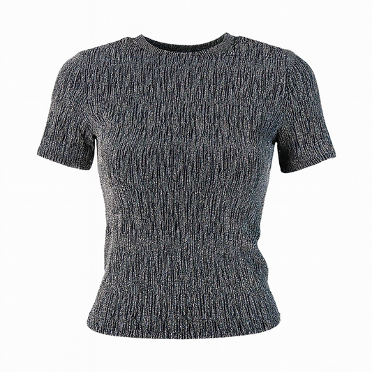 Metallic T-shirt with silver dots