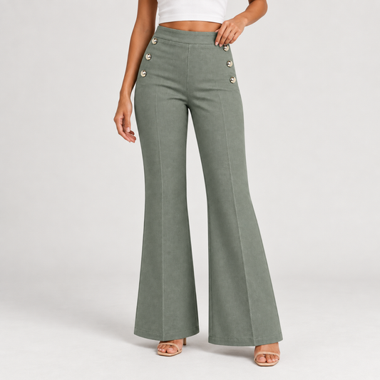 Military Green Trousers with Buttons 