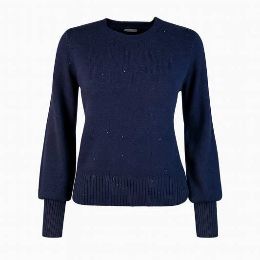 Navy blue knit with micro rhinestones