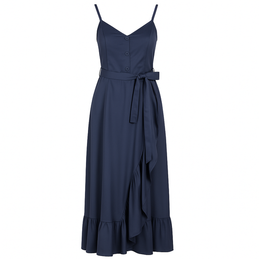 Sleeveless maxi dress with belt