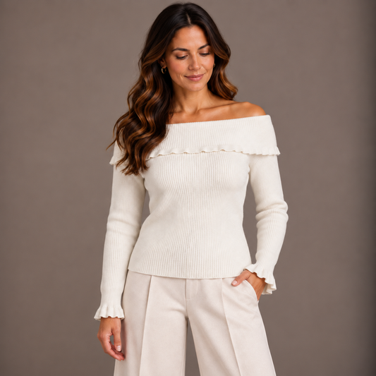 Off-White Off-Shoulder Knit Top 