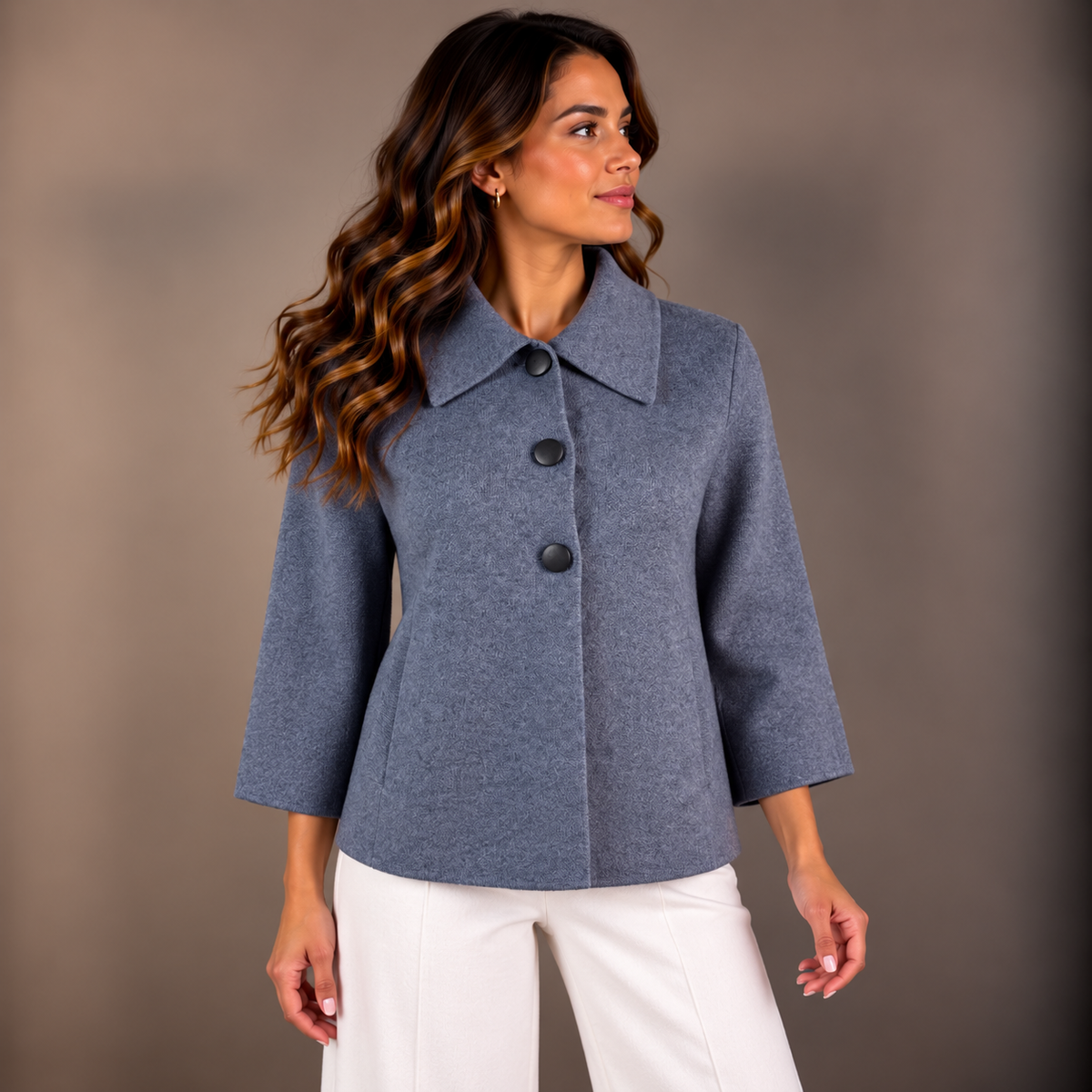 Open-Knit Collared Sweater – Winter Colors – alternate view 3