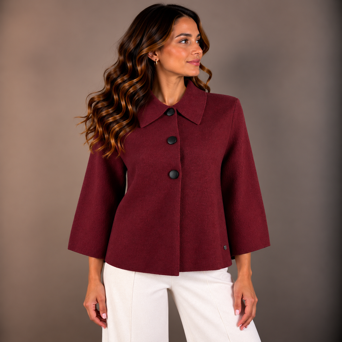 Open-Knit Collared Sweater – Winter Colors – alternate view 6
