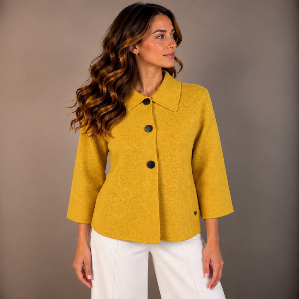 Open-Knit Collared Sweater – Winter Colors