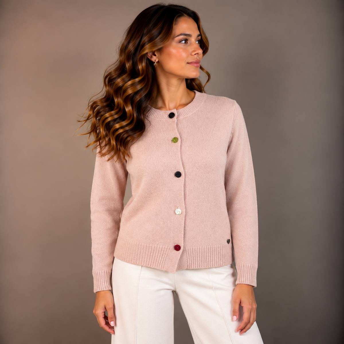 Open-Knit Top with Colored Buttons – alternate view 4