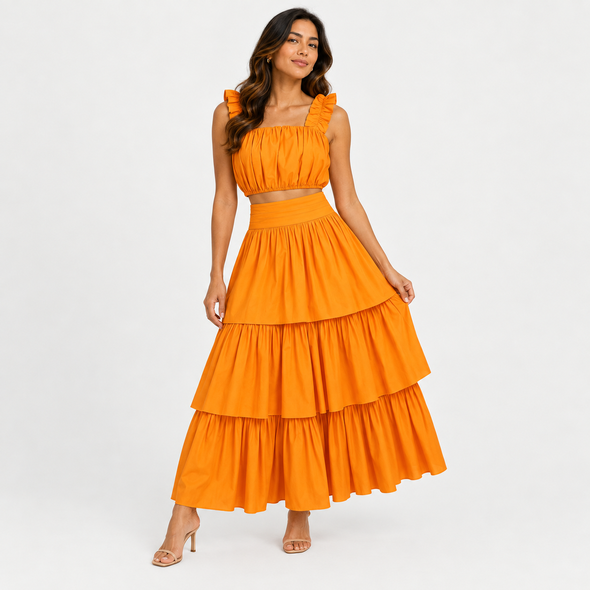 Orange Ruffled Co-Ord Set 