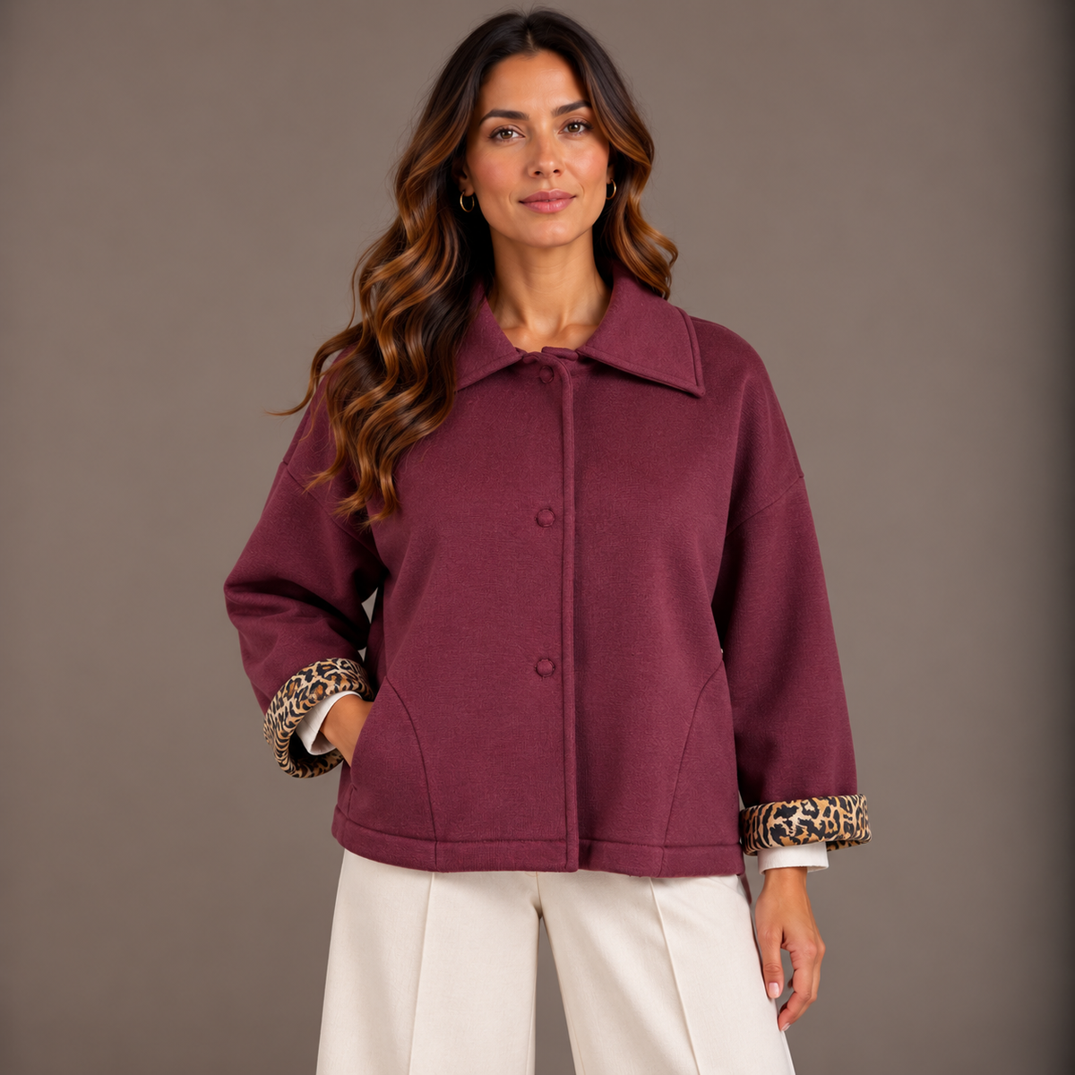 Oversized Jacket – Bordeaux & Black – alternate view 2