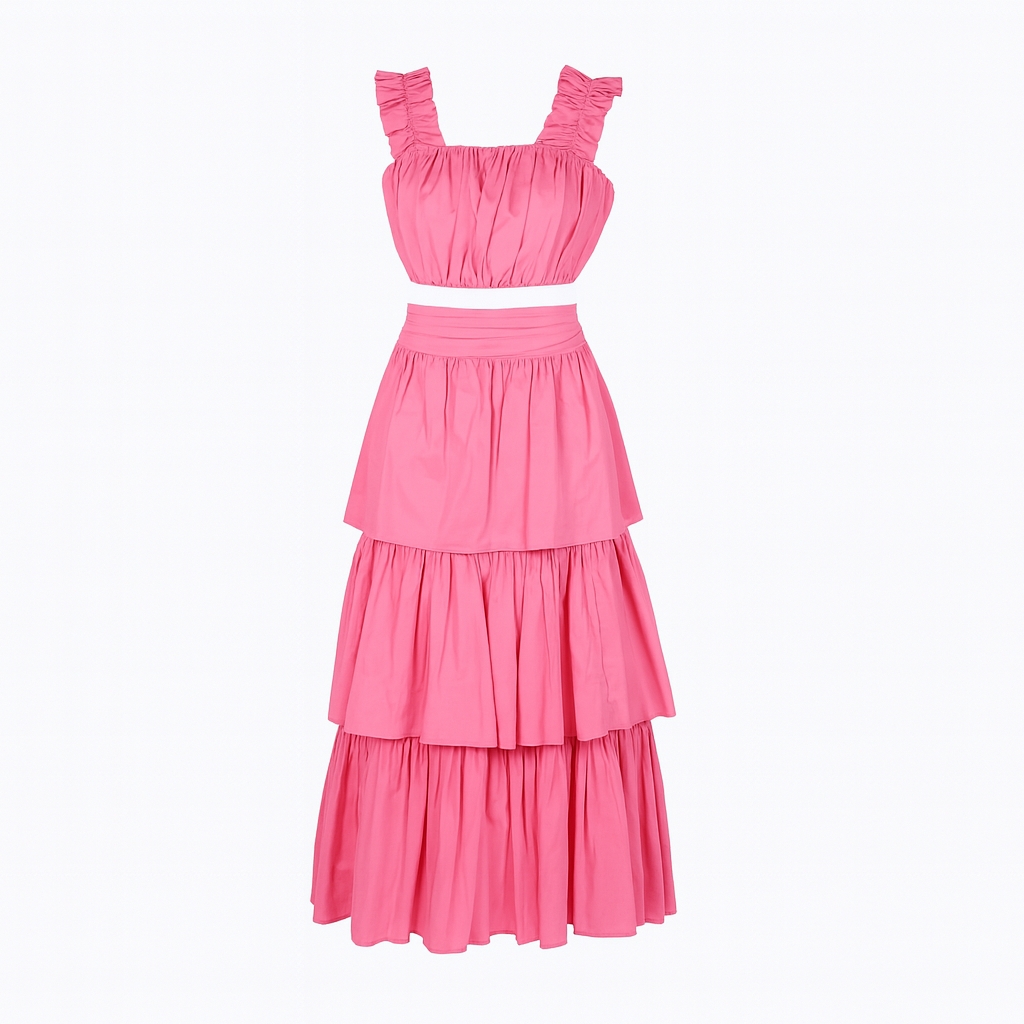 Fushia ruffled set  size large