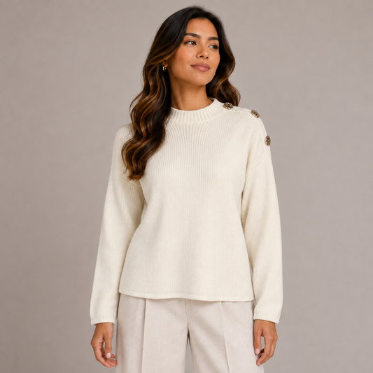 Plain knit with gold button 
