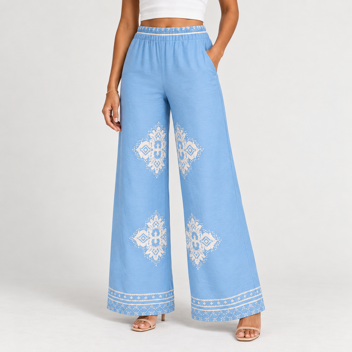 Printed Pants – Blue & Yellow 