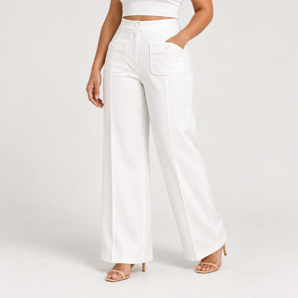 Regular-Fit White Pants – Plus Size 