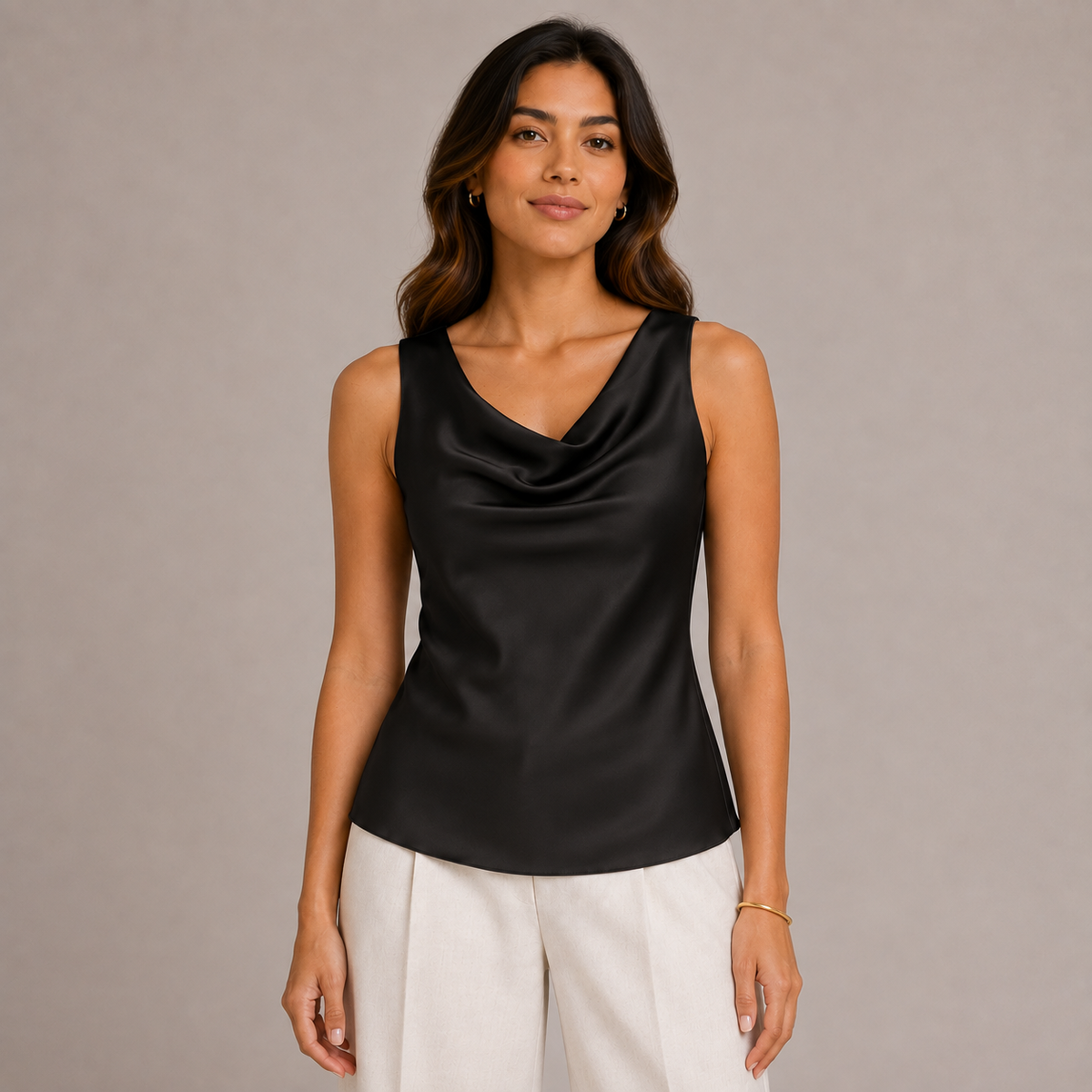 Satin sleeveless plain top 