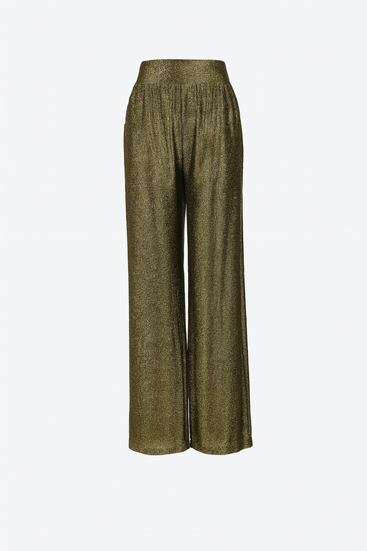 Metallic wide legs pants with elastic waistband