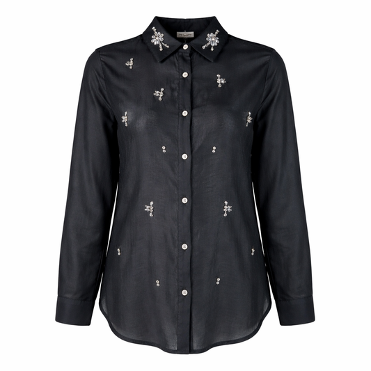 Black shirt with rhinestones LAMIAR