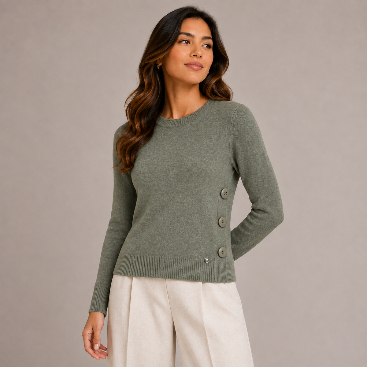 Plain knit with buttons on the side 