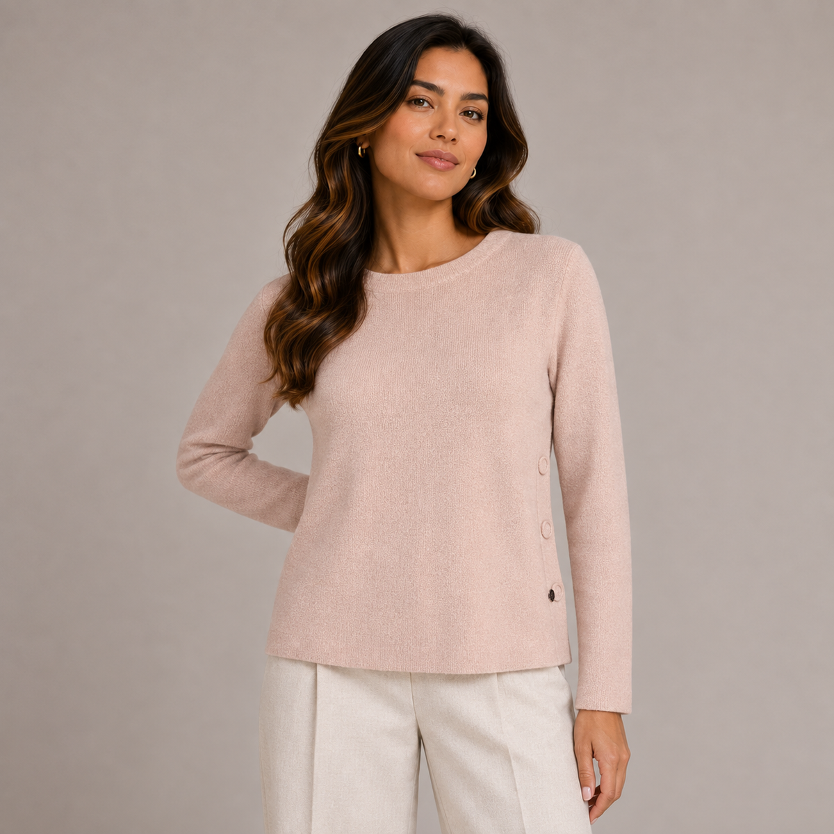 Plain knit with buttons on the side 