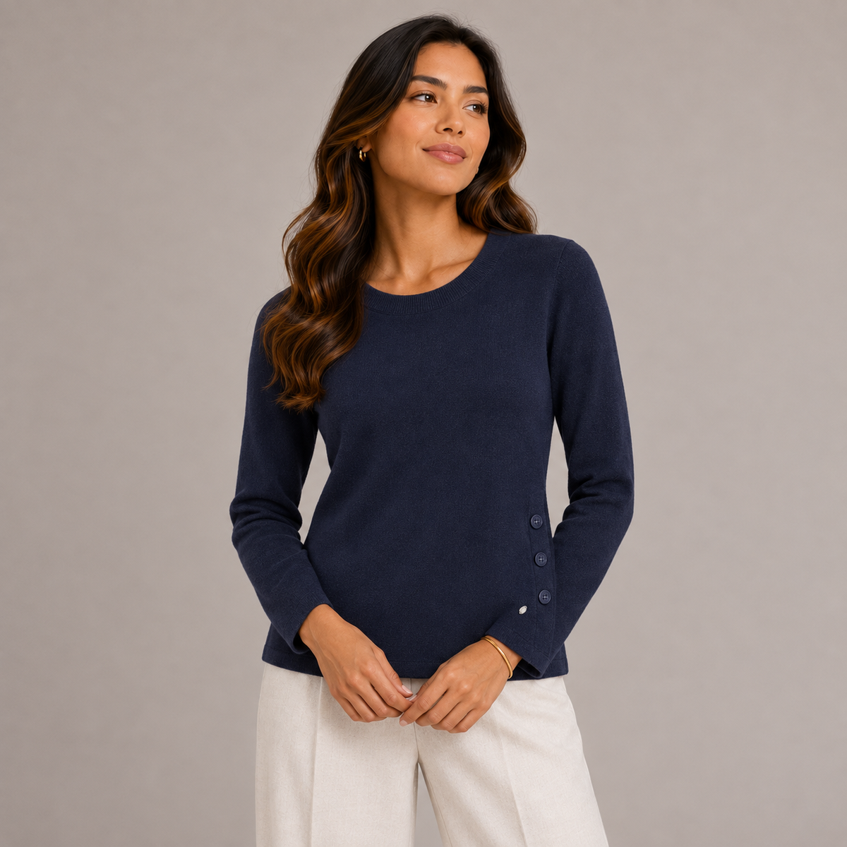 Side-Button Knit Top – Winter Colors – alternate view 4