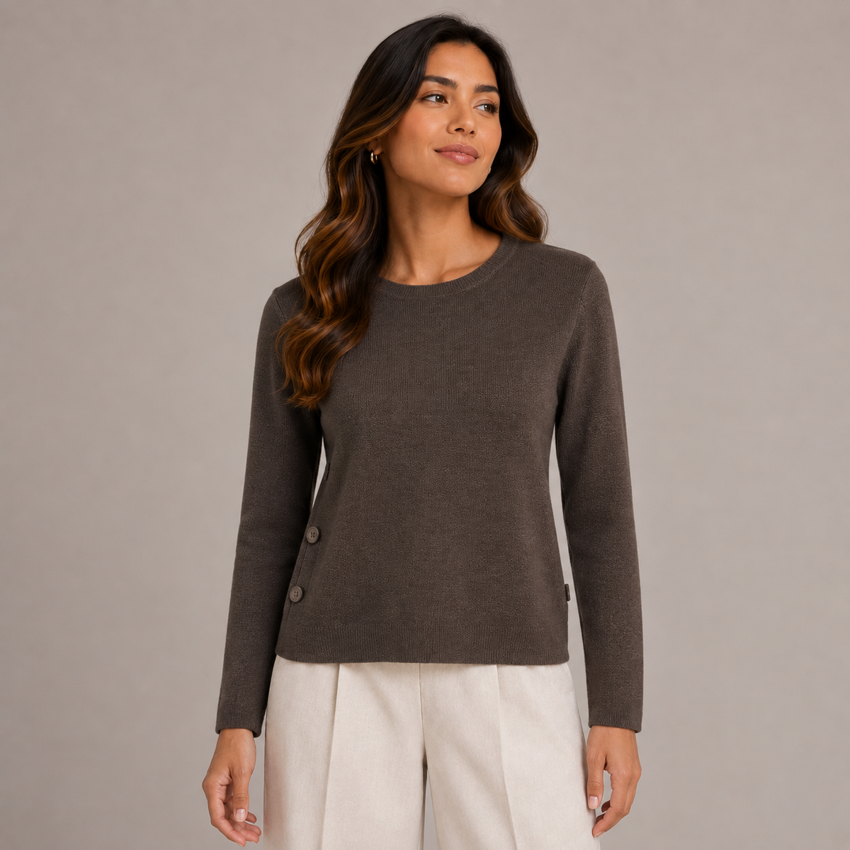Side-Button Knit Top – Winter Colors