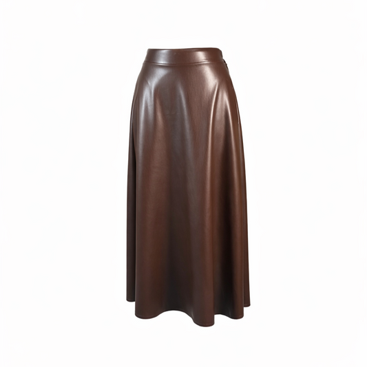 Eco Leather Skirt Brown