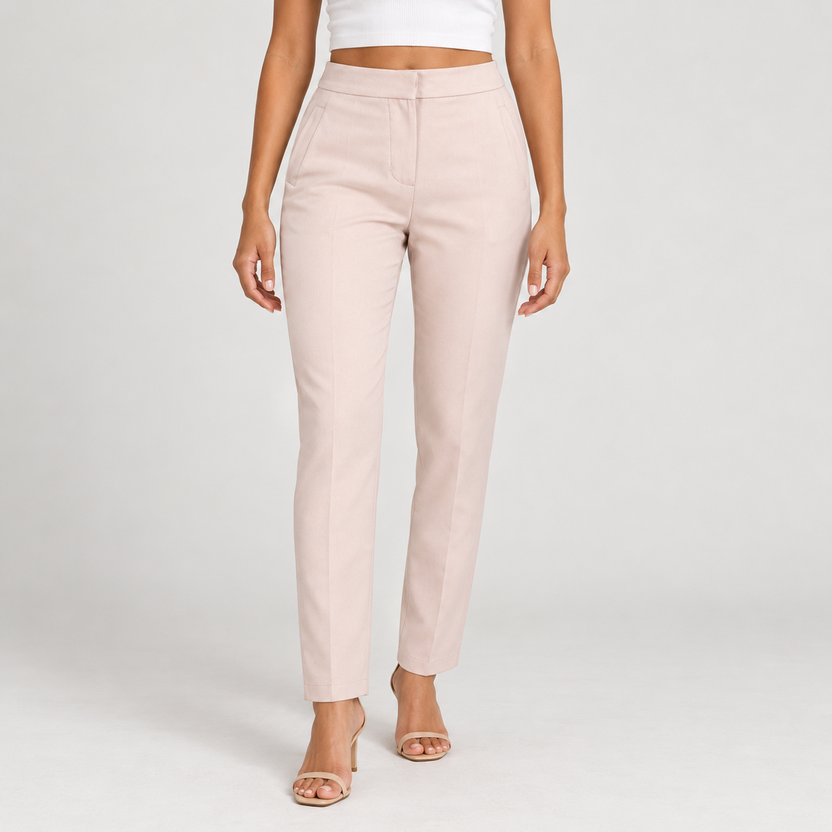 Slim-Fit Light Pink Trousers 