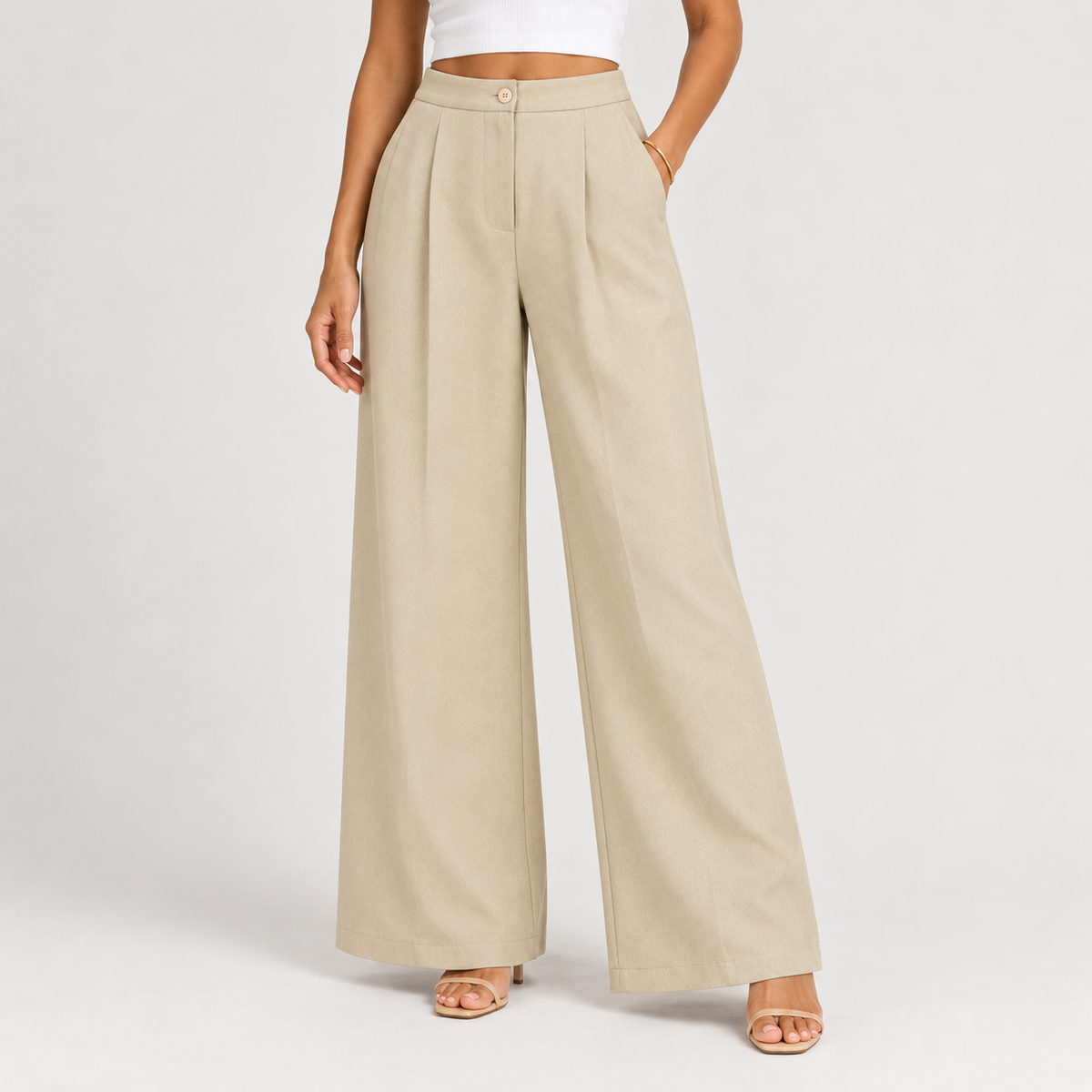 Straight-Cut Trousers – Black & Beige 