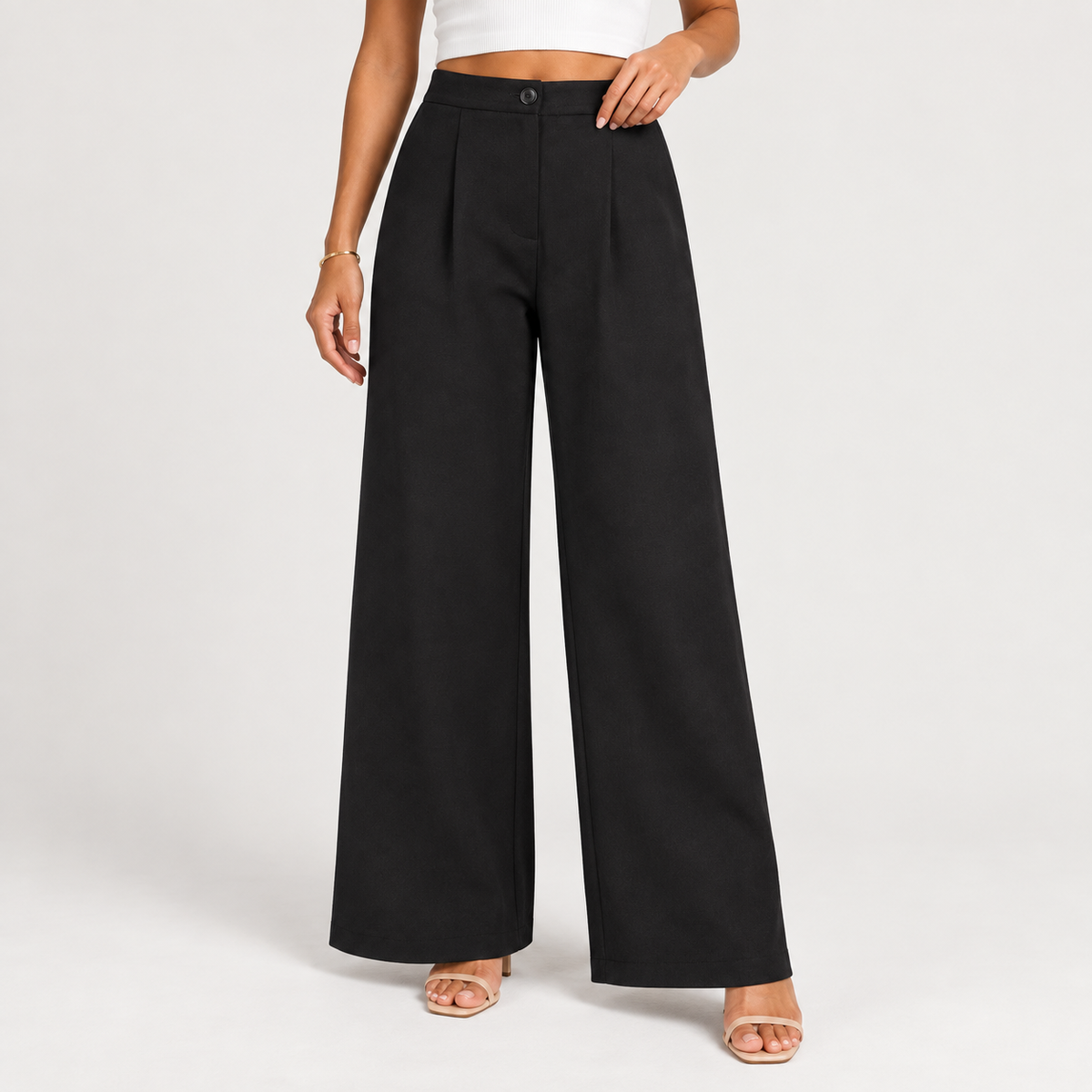 Straight-Cut Trousers – Black & Beige 