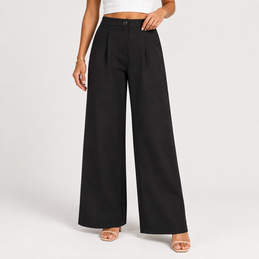 Straight-Cut Trousers – Black & Beige 