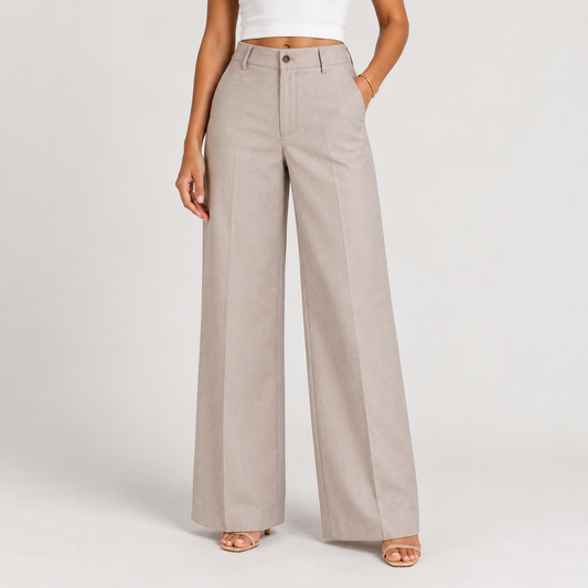 Straight-Cut Trousers – Taupe & Navy 