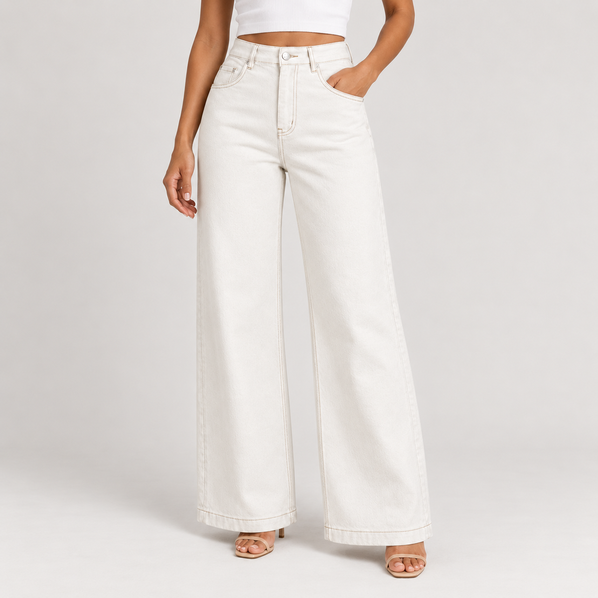 Straight-Cut White Jeans 