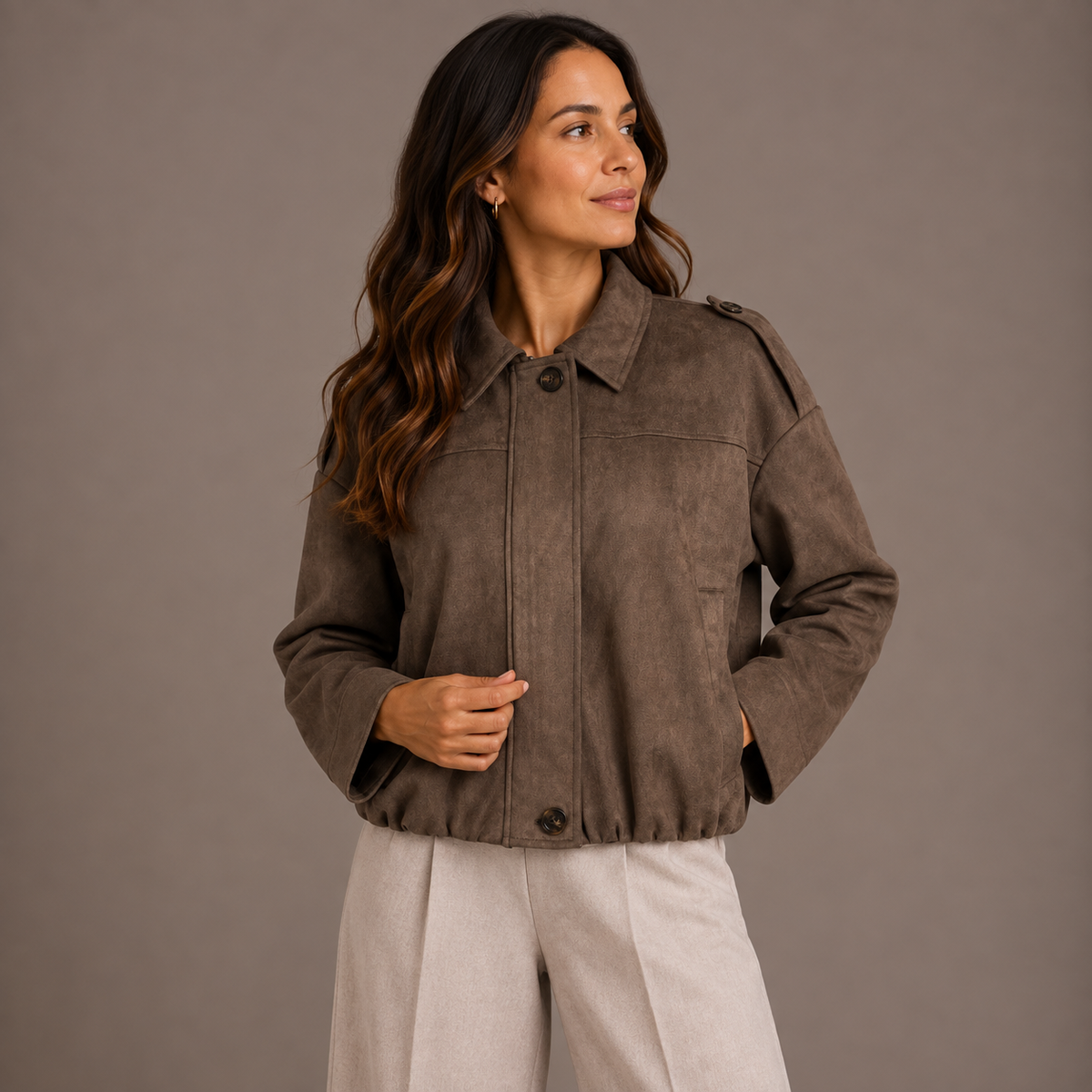 Suede Bomber Jacket – Khaki, Brown & Burgundy