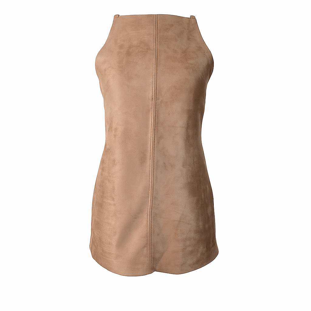 Suede sleeveless short dress