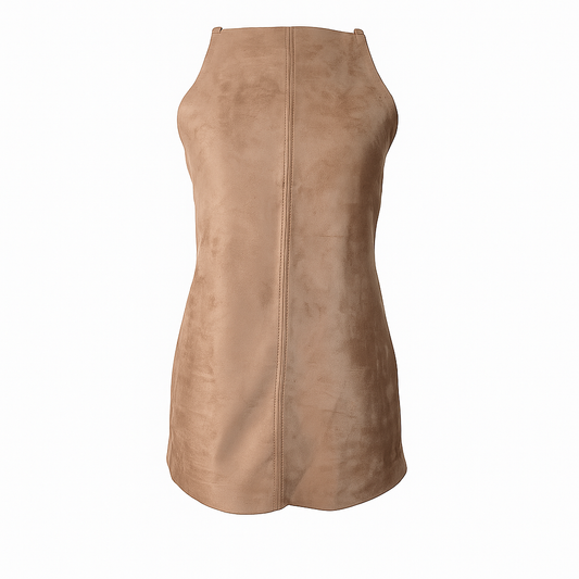 Suede sleeveless short dress