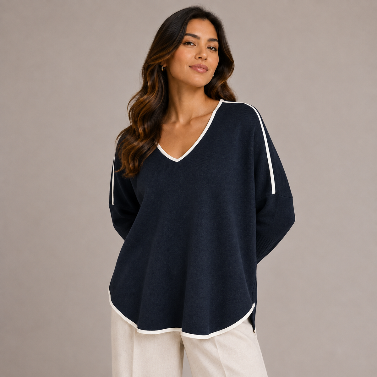 V neck oversize knit sweater 