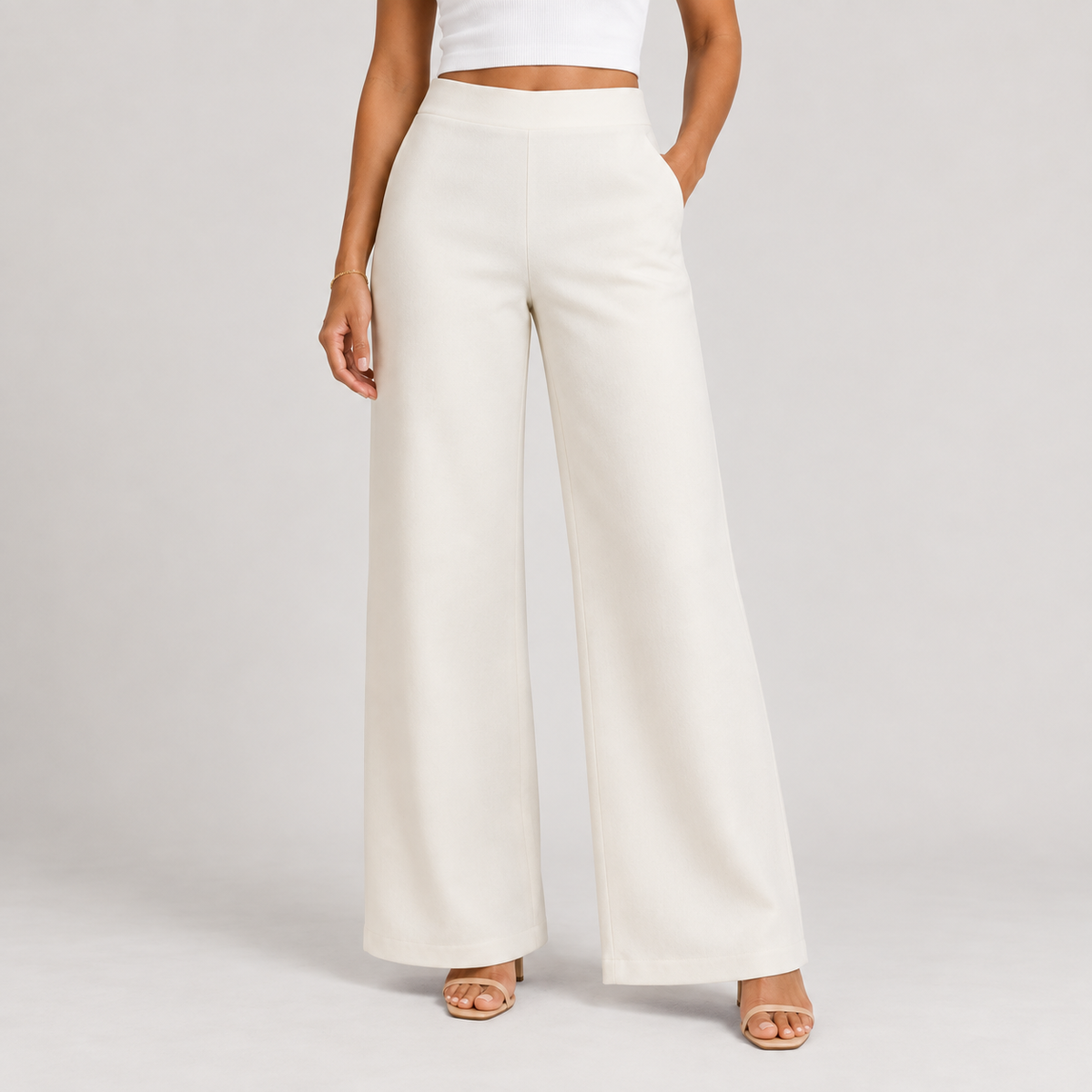 Wide-Leg Trousers with Elastic Waistband 