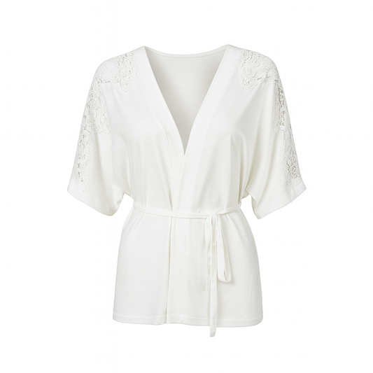 Embroidered cardigan with belt