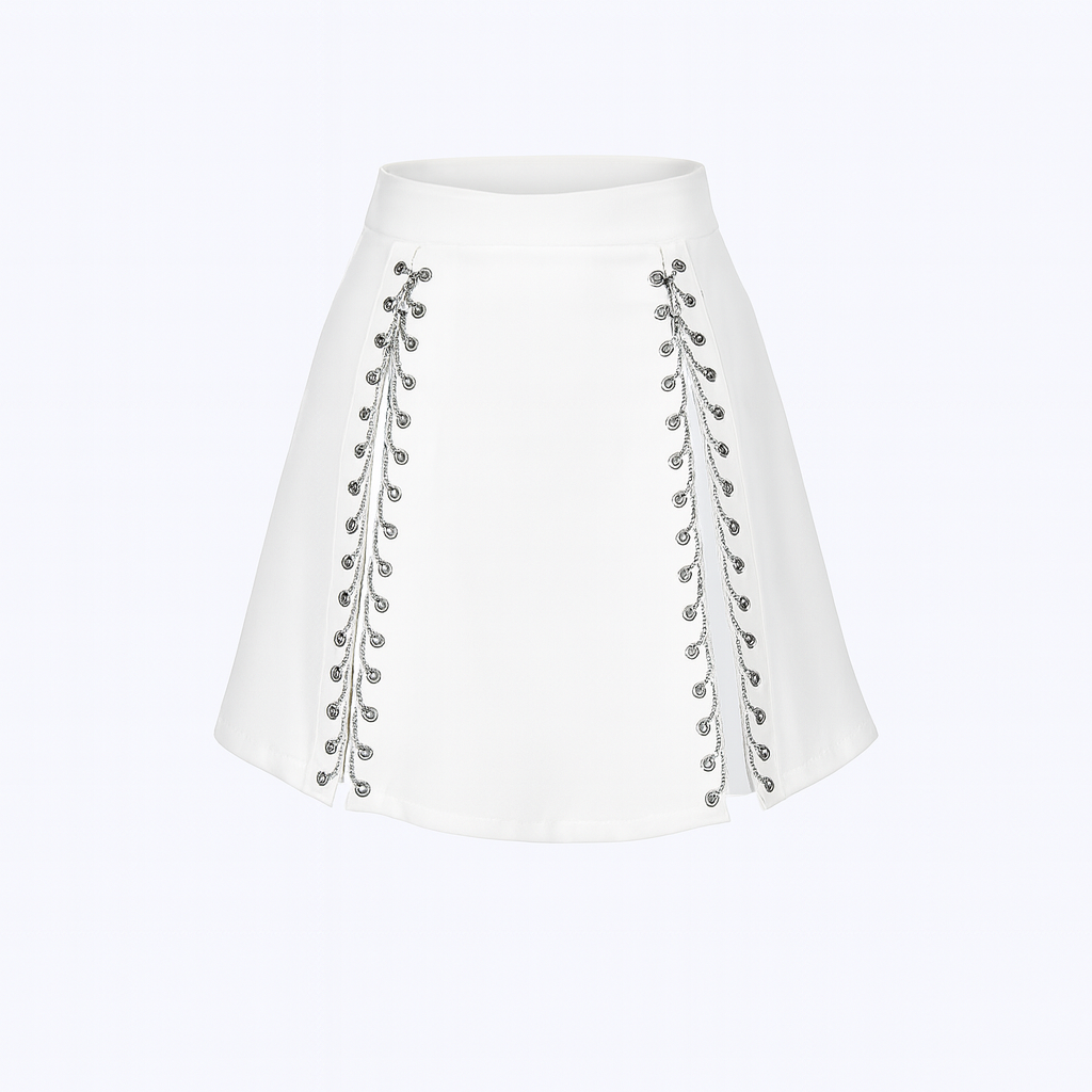 Skirt with rhinestones  color white