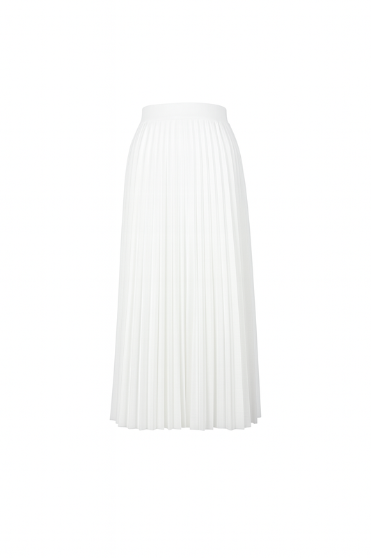 White pleated long skirt