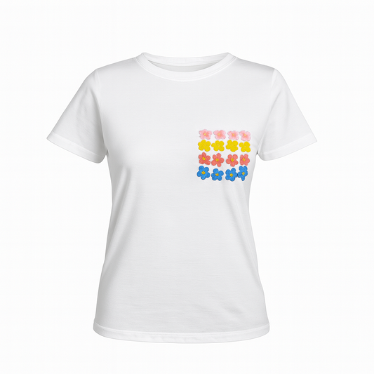 Casual black tshirt with multicolored flowers