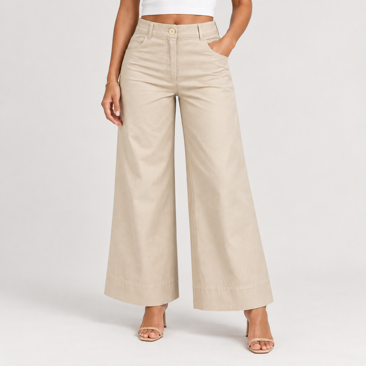 Wide-Leg Trousers – Beige & Khaki 