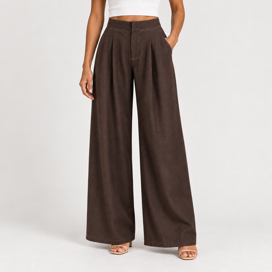 Wide-Leg Brown Trousers 