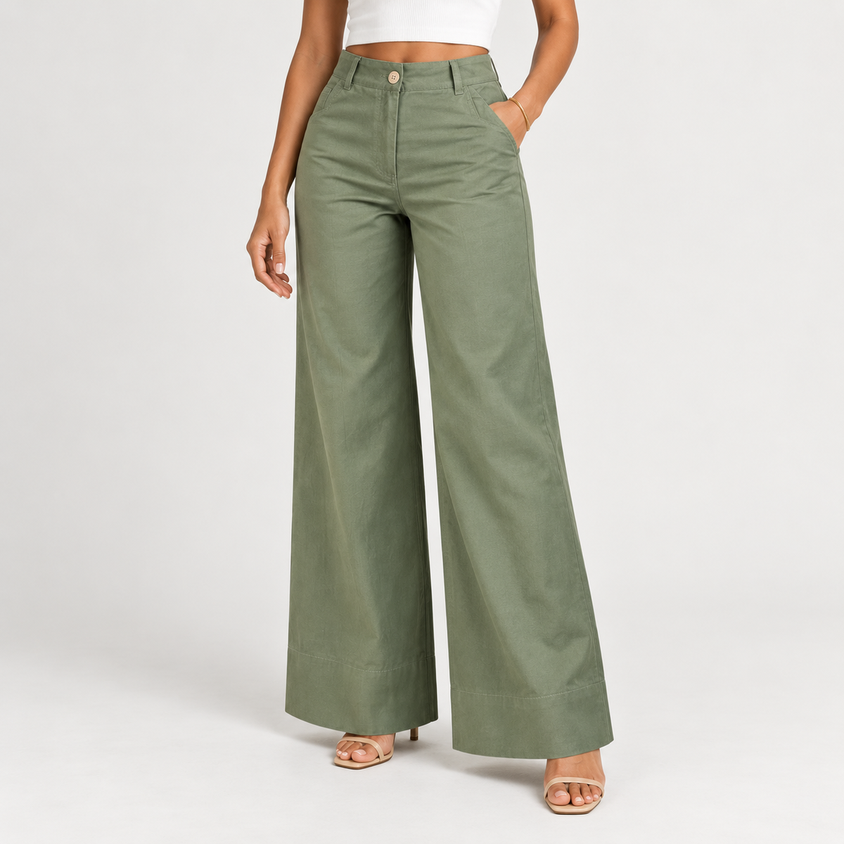 Wide-Leg Trousers – Beige & Khaki 